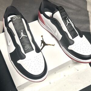 New Women’s Air Jordan 1 Retro Low Slip Ons White-GymRed-Black